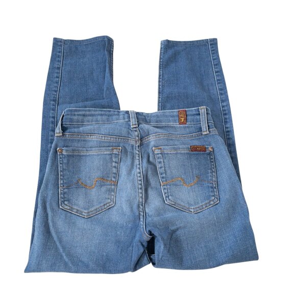 7 For All Mankind Kimmie Crop W 25 L 24 Straight Leg Light Faded Denim Casual - Picture 4 of 11